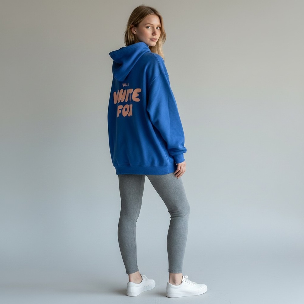 White Fox | Zip Up Hoodie Women M/L Blue Excellent Vol.3 Graphic Fleece